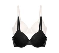 Halbschalen-BH DORINA "Emersyn", Damen, Gr. 80, Cup F, schwarz, ivory, Obermaterial: 64% Polyamid, 27% Polyester, 9% Elasthan, BHs, gepolsterte Cups, stützende Bügel (61806651-80) schwarz, ivory