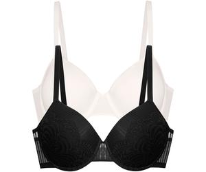 Halbschalen-BH DORINA "Emersyn", Damen, Gr. 90, Cup G, schwarz (schwarz, ivory), Obermaterial: 64% Polyamid, 27% Polyester, 9% Elasthan, BHs, gepolsterte Cups, stützende Bügel (38428462-90) schwarz, i