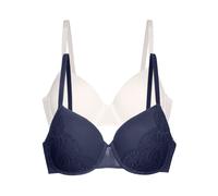 Halbschalen-BH DORINA "Lincoln", Damen, Gr. 90, Cup E, beige (blau, ivory), Spitze, Obermaterial: 61% Polyamid, 30% Polyester, 9% Elasthan, unifarben, BHs, leicht gepolsterte Cups, Spitzendetails, uni