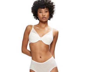 Halbschalen-BH TRIUMPH "Signature Sheer", Damen, Gr. 75, Cup B, weiß (ecru weiß), Tüll, Obermaterial: 44% Polyester, 29% Polyamid, 27% Elasthan, unifarben, BHs, Monogramm-Tüll, gepolsterte Cups, Spitz