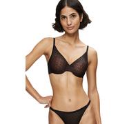 Halbschalen-BH TRIUMPH "Signature Sheer", Damen, Gr. 85, Cup F, schwarz, Tüll, Obermaterial: 44% Polyester, 29% Polyamid, 27% Elasthan, unifarben, BHs, Monogramm-Tüll, gepolsterte Cups, Spitzen-Detail