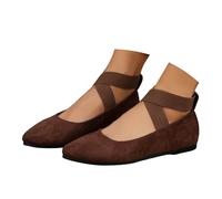 Halbschuhe Damen Elegant - Ballerinas Breite Füße Slip-On Weich Flat Schuhe Tanzschuhe Flach Walkingschuhe Ballettschuhe Geschlossene Klasssische Balerinaschuhe Trachtenschuhe Braun 37