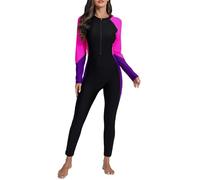 Halcurt Damen Ganzkörper-Badeanzug, Einteiler, Rashguard, langärmelig | LSF 50+, UV-Schutz, vollständige Abdeckung, ohne BH, 63,5 cm Knöchellänge, schnell trocknender Surfanzug