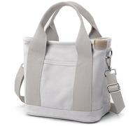 Halemet Kleine Tragetasche mit Reißverschluss für Damen, Canvas, Umhängetasche, Umhängetasche, Hobo-Tasche, Kuriertasche 2023, hellgrau, Large