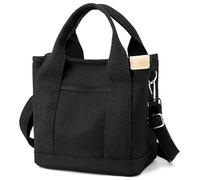 Halemet Kleine Tragetasche mit Reißverschluss für Damen, Canvas, Umhängetasche, Umhängetasche, Hobo-Tasche, Kuriertasche 2023, Schwarz, Large