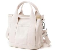 Halemet Kleine Tragetasche mit Reißverschluss für Damen, Canvas, Umhängetasche, Umhängetasche, Hobo-Tasche, Kuriertasche 2024, Beige, Small