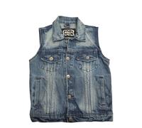 Halle15Clothes - Midblue Kinder Jeansweste, Größe 110-152, mit Taschen und Knöpfen, Kutte, Jeanskutte (DE/NL/SE/PL, Numerisch, 110, 122, Regular, blau)