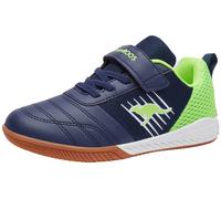 Hallenschuh KANGAROOS "K5-SUPER COURT EV", Mädchen, Gr. 34, bunt (dk navy, lime), Synthetik, Textil, Schuhe Hallenschuh, Indoor Sportschuhe für Kinder und Jugendliche, mit Klettverschluss (40539604-34