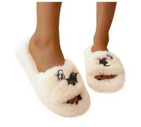 Halloween Baumwollpantoffeln Damen Winter Slip Hausschuhe Komfort Cozy Rutschen Plüsch Bequeme Slipper Damen rutschfeste Pantoffeln Leicht Unisex Außen Weiche Drinnen