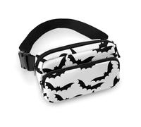 Halloween Gürteltasche mit Fledermaus, für Damen, Herren, Gürteltasche, Hüfttasche für Workout, Laufen, Reisen, mit verstellbarem Riemen, Schwarz