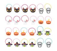 Halloween Haargummi Scrunchie 24 Stück PVC für Party und Kinder Mottoparty | Bänder für Haare, Haarschmuck Halloween, Bunte Mixmotive, Bequem für Pferdeschwanz und Dutt Zufälliger Stil