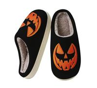 Halloween Hausschuhe Damen Winter Gefüttert Herren Geschlossen Pantoffeln | Lustig, Kürbis, Warme, Filzhausschuhe, Memory-Schaum, Flauschige, Gemütliche, Hüttenschuhe, Gr. 38-46