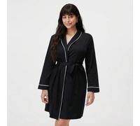 Halloween Herbst und Winter weich schwarz 100% reine Baumwolle Modal Langarm kurz Bindegürtel Damen Bademantel Pyjama Nachthemd Damen & Pyjamadressing