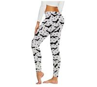 Halloween Hose Damen Leggings Blickdicht, Mit Gruselige Thema Bedruckt Strumpfhose Muster Push Up Yogahose Bunt Shape Leggins Lang Sport Pants Casual Sportleggings Moderne Tights Für Cosplay Party