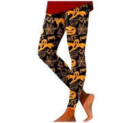 Halloween Leggings Damen Hose Eng gruselige Mit Fledermaus Geister Druck Leggins Shape Yogahose High Waist Strumpfhose Push Up Gymnastikhose Lang Bequem Sport Hosen Lustig Tights Für Monster-Paraden