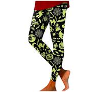 Halloween Leggings Damen Hose Eng Lustig Mit Spinnennetz Skelett Druck Strumpfhose Muster Yogahose Bauchweg Leggins High Waist Sportleggings Warm Kompressionshose Fitness Tights Für Monster-Paraden