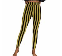 Halloween Leggings Damen Sexy Ringelhose Gothic Punk Festikostüm Stretch Streifen Hose Hohe Taille Sport Fitnesshose Eng anliegende Tights Pfirsichfarbene Hüft Yogahose Loungewear Heimhose Partyhose