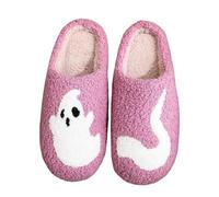 Halloween Pantoffeln Damen Elegant Bequeme Flache Hausschuhe Unisex Cartoon Print Slipper Außen Lustige Rutschen Weiche Winter Pantoffeln Halloween Komfort Herren Plüsch rutschfest