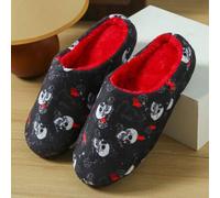 Halloween Skelett Muster weiche Sohle Plüsch Stoff rutschfeste warme Hausschuhe für Innenräume