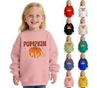 Halloween Sweatshirts Jungen Mädchen Süße Oversized Kürbis-Druck Pullover Jungen Unisex Rundhals Baumwolle Sweatshirt Sportlich Rippensaum Preppy Schuluniform Y2k Langarmshirt (Pink, 8-9 Years)