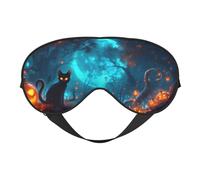 Halloween Wald Kürbis Schwarze Katze Schlafmaske, Augenmasken für Schlaf Doppelseitige Schlafmasken für Frauen Männer, Verdunkelung Augenabdeckungen zum Schlafen, Reisen