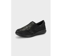 Hallux-Slipper mit schimmerndem Blumenmuster schwarz 36