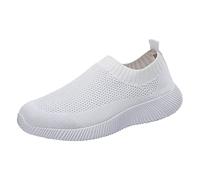 hallux valgus schuhe damen Slip on Sneaker Damen Orthopädische Schuhe Ultra-Bequeme Rutschfeste Walkingschuhe Atmungsaktiv Breite Füße Laufschuhe Flach Sommerschuhe Turnschuhe weite k Weiß 41