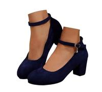 Hallux Valgus Schuhe Damen, Trachtenschuhe Damen Mit Absatz High Heels Bequem Dirndl Schuhe Elegante Pumps Absatzschuhe Blockabsatz Slingback Spangenpumps Tanzschuhe Riemchenpumps, Dunkelblau, 41/EU