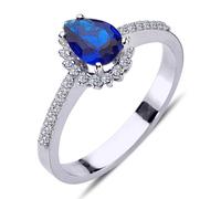 Halo Diamant Drop Saphir Entourage Ring 14 Karat Weißgold