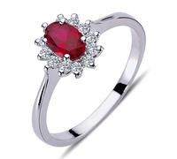 Halo Diamant Oval Rubin Entourage Ring 14 Karat Weißgold