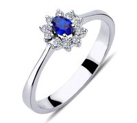 Halo Diamant Oval Saphir Entourage Ring 14 Karat Weißgold