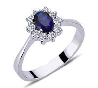 Halo Diamant Oval Saphir Entourage Ring 14 Karat Weißgold