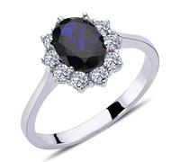 Halo Diamant Oval Saphir Entourage Ring 14 Karat Weißgold