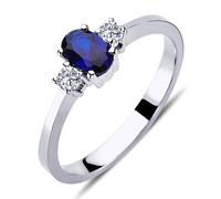 Halo Diamant Oval Saphir Ring 14 Karat Weißgold