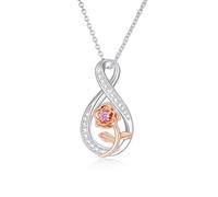 Halora Halskette Damen Silber 925, Infinity Kette Silber Damen Unendlichkeit Anhänger Ketten Silberkette Schmuck Geburtstags Geschenke für Frauen Freundin Sie Violet Zirkonia
