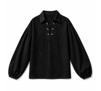 Haloumoning Kinder Piratenhemd Renaissance Schnürung | Schottischer Jacobite Ghillie Stil, Mittelalter Kostüm Oberteil, Halloween, Cosplay, Alltag