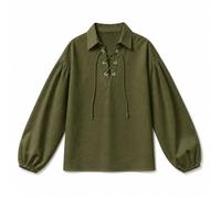 Haloumoning Kinder Piratenhemd Renaissance Schnürung | Schottischer Jacobite Ghillie Stil, Mittelalter Kostüm Oberteil, Halloween, Cosplay, Alltag