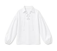 Haloumoning Kinder Piratenhemd Renaissance Schnürung | Schottischer Jacobite Ghillie Stil, Mittelalter Kostüm Oberteil, Halloween, Cosplay, Alltag