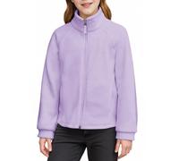 Haloumoning Mädchen Jacke Stehkragen Teddy Fleecejacke Kinder Leicht Sherpa Plüsch Mantel Einfarbig Casual Warm Winterjacke mit Reißverschluss, Lila, 5-6 Jahre