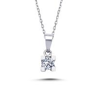 Halskette 0,20 Carat Brillant-Schliff Diamant Anhänger in 14 Karat Weißgold