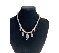 Halskette 0806S, Regenbogenglasperlen mit versilberten tropfenförmigen Anhängern 1 St