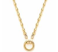 Leonardo Jewels Halskette Clip&Mix Lori, Kette aus ovalen Edelstahl-Perlen und Ring zum Anhängen von Charms, 45 cm Länge, goldfarben, Schmuck Damen, 023741