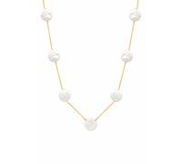 Halskette 925 Silber Choker vergoldet flache Süßwasserzucht Perlen 4118517465097...