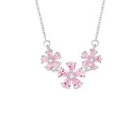 Halskette 9K Au375 Weißgold Echter Schmuck mit Tropfen Rose Lab Rosa Saphir, Pfirsichblüten Anhänger Gold 375 Damenkette Moissanit 45cm