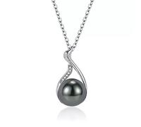 Halskette Anhänger Elegante natürliche Süßwasserperlen-Anhänger-Halskette Tahiti-Schwarz-Perlen-Halskette für Frauen-Hochzeits-Schmuck Geburtstag Hochzeit Weihnachts Geschenke für Frauen