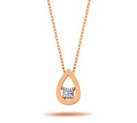 Halskette Anhänger Großer Tropfen Solitär Brilliant Rotgold Rosegold