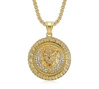 Halskette Anhänger Herren Hip Hop Schmuck Gold Farbe Iced Out Löwenkopf Anhänger Kette Runde Tier Halsketten Schmuck Geburtstagsgeschenke für Frauen Männer