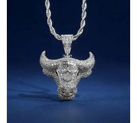 Halskette Anhänger Iced Out Bull Head Halskette für Männer Frauen Hip Hop Mode Tier Halskette Schmuck Geschenk Schmuck Geburtstagsgeschenke für Frauen Männer