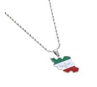 Halskette Anhänger Iran Karte Iranische Flagge Halskette Silber Farbe Iranisch Persisch während Halskette Schmuck Geschenk Schmuck Geburtstagsgeschenke für Frauen Männer