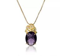 Halskette Anhänger Luxus-Kristallschmuck-Halskette mit ovalem Amethyst-Edelstein-Anhänger für Frauen-Party Geburtstag Hochzeit Weihnachts Geschenke für Frauen